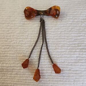 Vintage authentic amber brooch pin from Lithuania